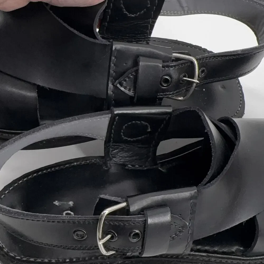 GUL Handcrafted Black Leather Peshawari Chappal Sandals Men’s Size 9 Buckle